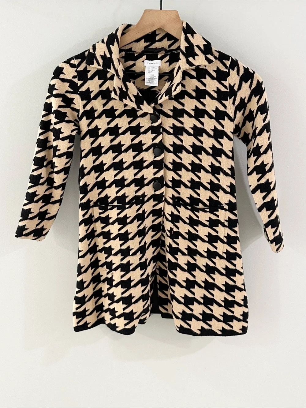 Tahari Girl’s Houndstooth Knit Jacket // Camel & Black // Small (5/6)
